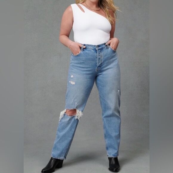 Abercrombie & Fitch Denim - ABERCROMBIE & FITCH The Dad High Rise Jeans Womens Size 34/18R Distressed